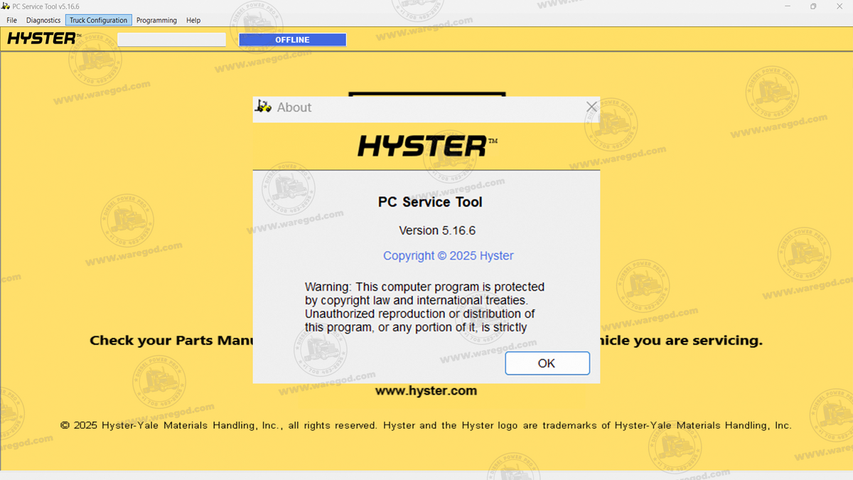 HYSTER PC SERVICE TOOL 5.16.6 ORIGINAL ACTIVATION