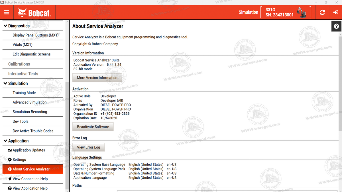 BOBCAT SERVICE ANALYZER 5.44.3.24