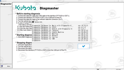 DIAGMASTER 21.11 + LATEST VERSION DATABASE KUBOTA + MANITOU 26.01