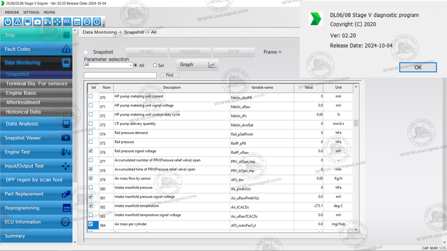 DOOSAN DIAGNOSTIC TOOL STAGE V DL06-08 ENGINE 02.20 [10.2024]