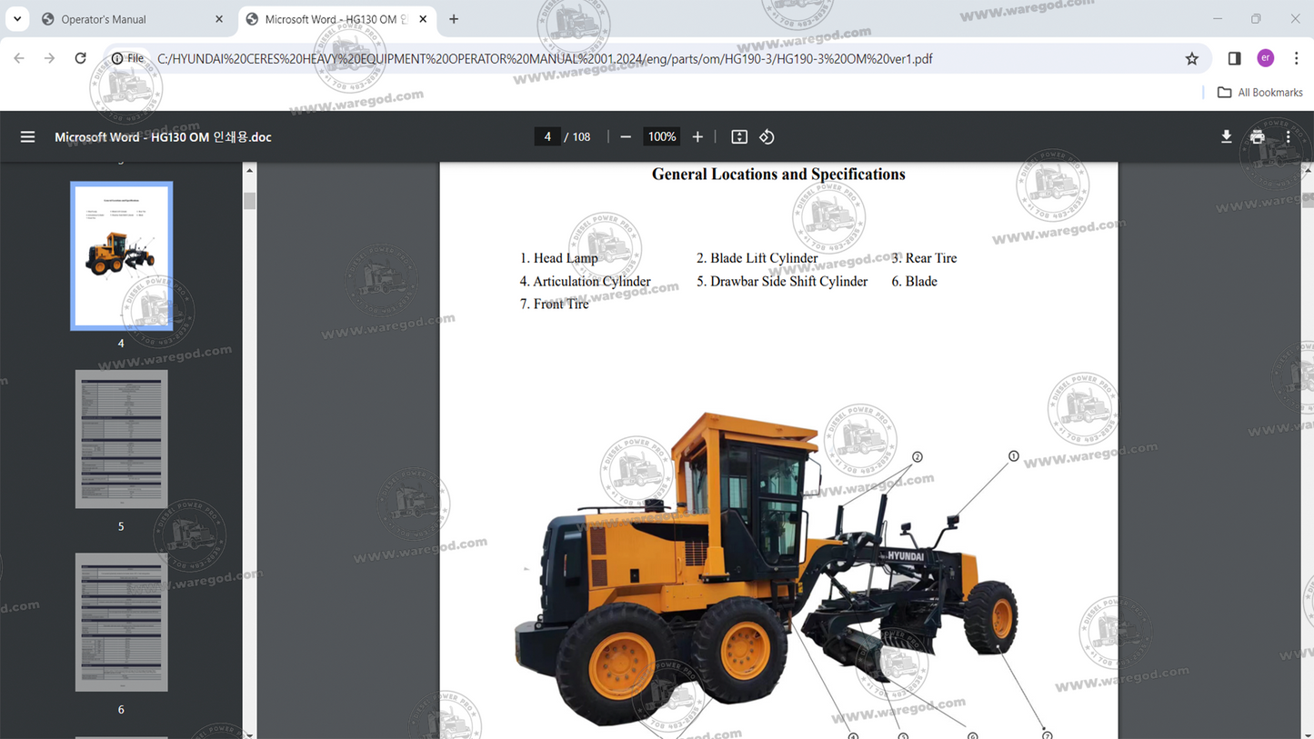 HYUNDAI CERES HEAVY EQUIPMENT OPERATOR MANUAL 01.2024