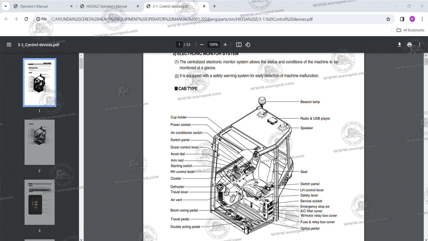 HYUNDAI CERES HEAVY EQUIPMENT OPERATOR MANUAL 01.2024