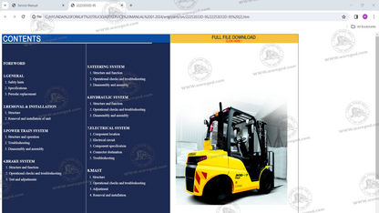 HYUNDAI FORKLIFT TRUCKS SERVICE MANUAL 01.2024