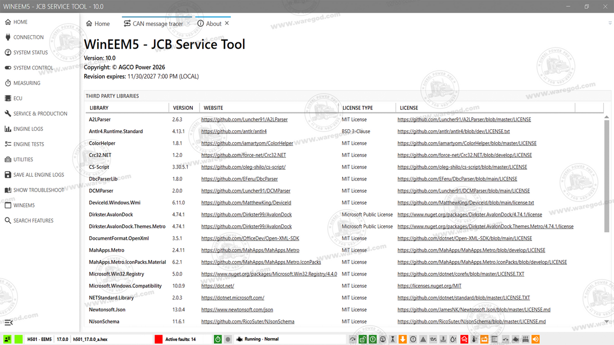 JCB WinEEM5 SERVICE TOOL 10.0