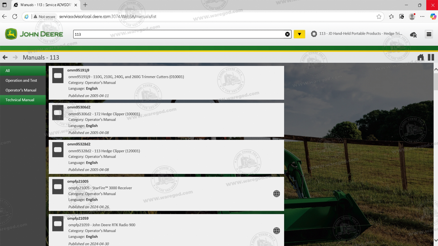 JOHN DEERE SERVICE ADVISOR 5.4.44 PORT 3074