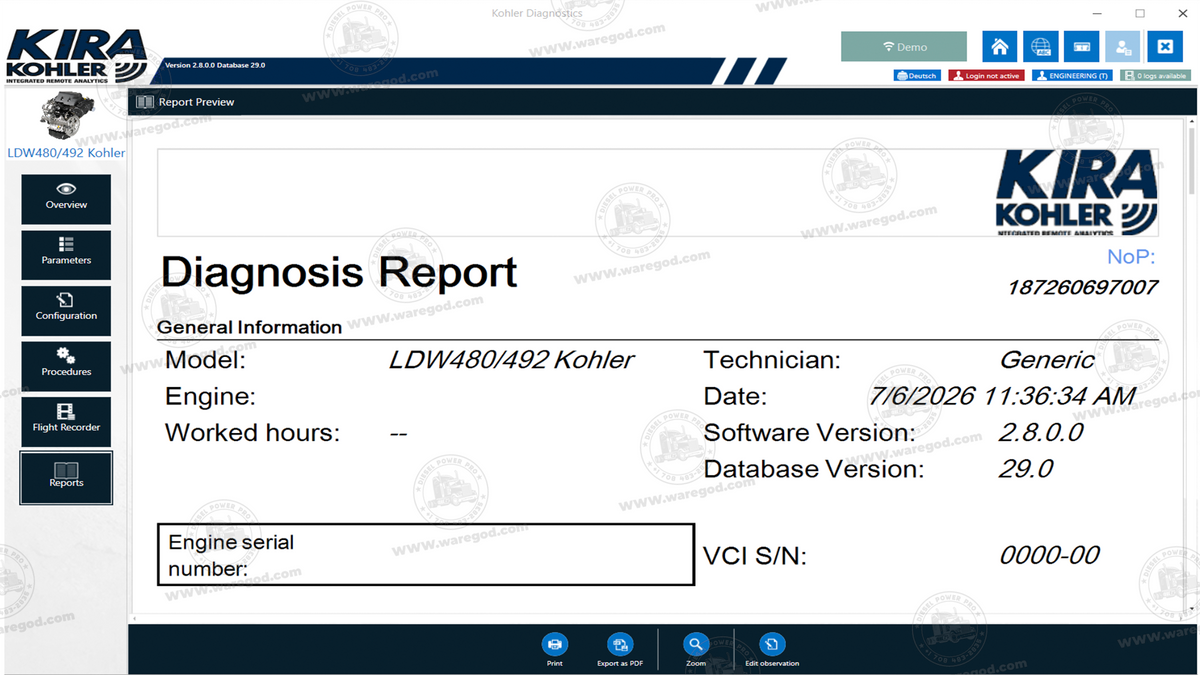 KOHLER INTEGRATED REMOTE ANALYTICS 2.8.0.0
